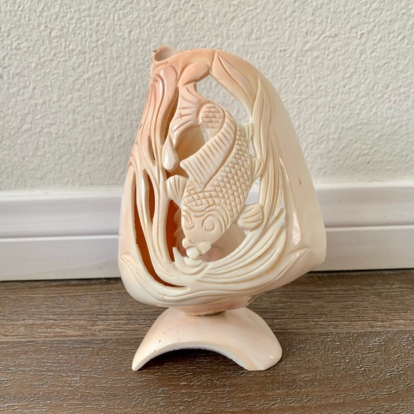 Vintage Large Hand Carving Figurine Shell 6 Inch - Picture 1 of 10